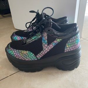 YRU holo snakeskin platform dragon sneakers